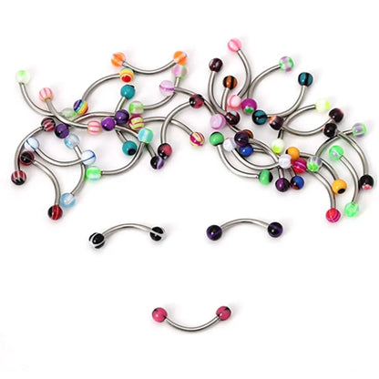 sengpan 10/20/30PCS Stainless Steel Eyebrow Piercing Lot 16G Acrylic Tongue Piercing Snake Eyes Pack Eyebrow Rings Jewelry