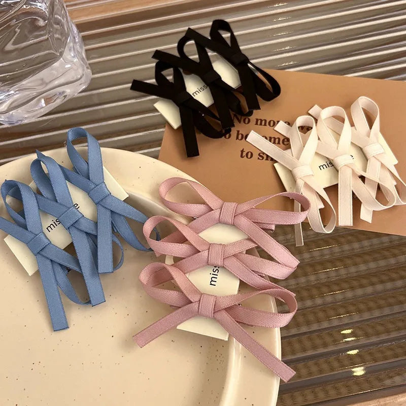 sengpan Pink Bowknot Hair Clips Sweet Ballet Ribbon Bow Hairpins Bang Clip Korean Girls Mini Grab Clips Headwear Hair Accessories