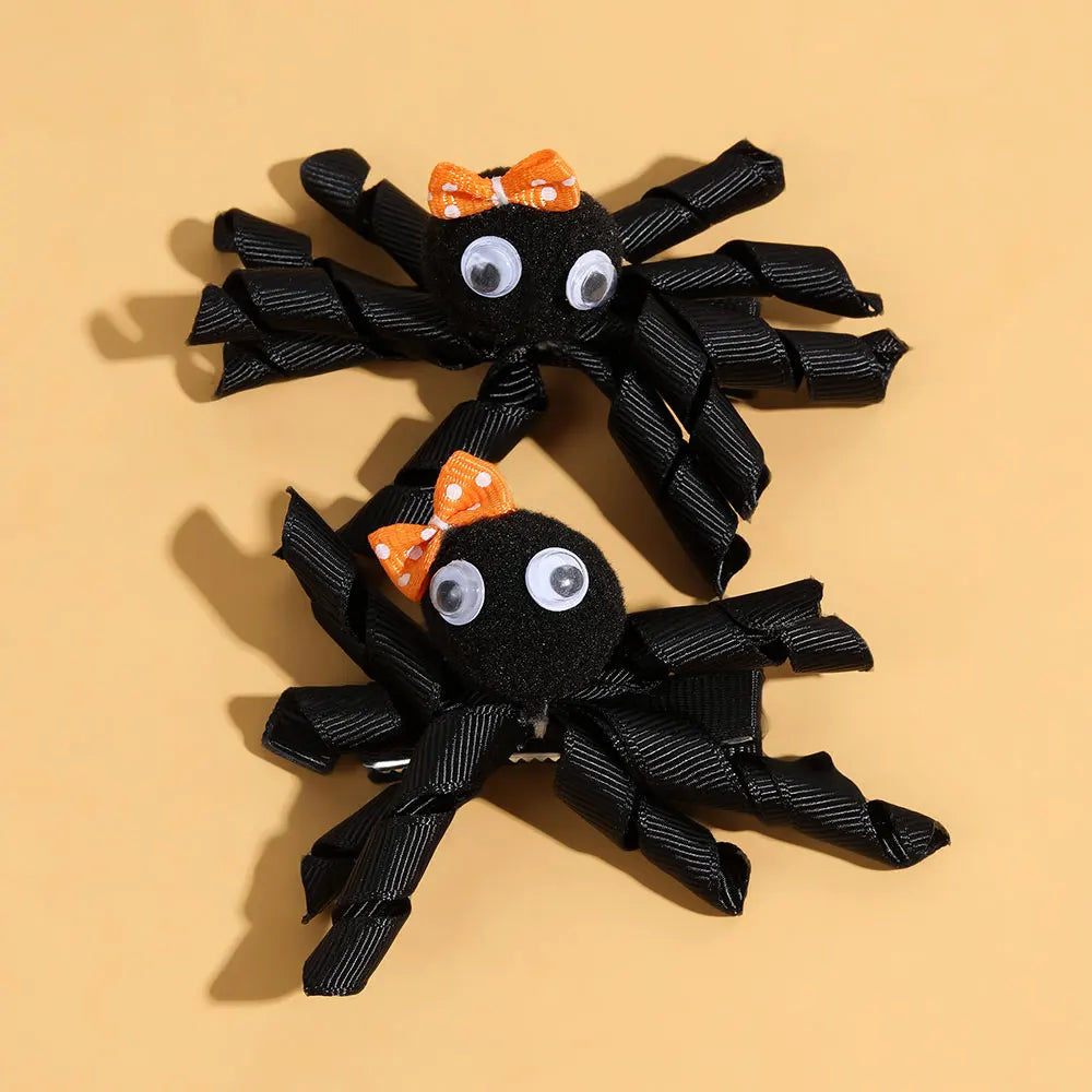 sengpan 2Pcs Halloween Spider Hairpin Cute Ribbon Hair Clip Barrettes Creative Halloween Party Hair Styles Accessories Girls Headwear