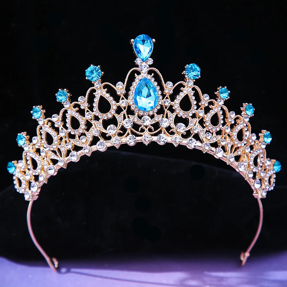 sengpan Baroque Princess Queen Bridal Crown Purple Crystal Tiara For Women Wedding Vintage Crown Hair Dress Accessories Jewelry