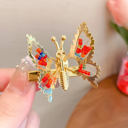 sengpan Shaking Move Wing Top Clip Bangs Clip Shiny Rhinestone Moving Butterfly Children Hairpin Alloy Hair Accessories