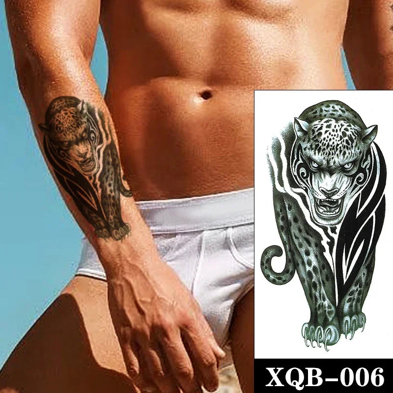 sengpan Waterproof Temporary Tattoo Sticker Black Realistic Tiger Line Totem Design Fake Tattoos Flash Tatoos Arm Body Art for Women Men