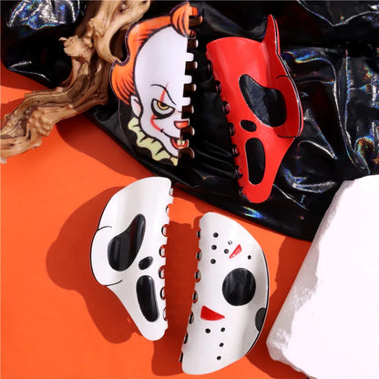 Lianfudai Halloween Hair Accessories Ghost Hair Clip for Women Girls Red Horns Hairpin Skull Claw Y2K Gothic Hair Jewelry New HangZhi