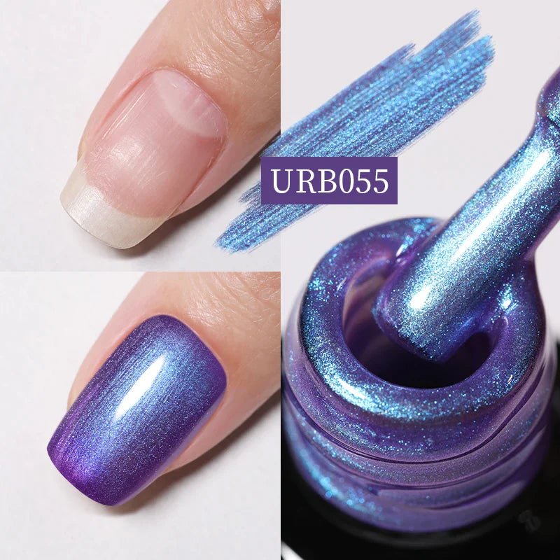 sengpan SUGAR Aurora Rubber Gel Nail Iridescent Pearl Effect Metallic Mirror Nails Manicure Soak Off UV LED No Wipe Top Coat Base Gel