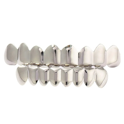 sengpan Teeth Grillz Set For Unisex Top Bottom Mouth Gold Silver Color Teeth Grills Tooth Caps Removable Dental Fashion Jewelry