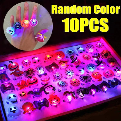 sengpan Halloween Luminous Rings Creative Cute Pumpkin Ghost Eye Ghost Pirate Spider Web Children Toys Halloween Flash Finger Rings