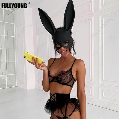 sengpan Masquerade Mask Easter Sexy Rabbit Mask Party Rabbit Costume Funny Halloween Rabbit Ears Decoration Plastic Half Bunny Mask