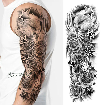 sengpan Waterproof Temporary Tattoo Sticker Anubis Ancient Egypt Greece Zeus Eye Full Arm Fake Tatto Flash Tatoo Sleeve for Men Women