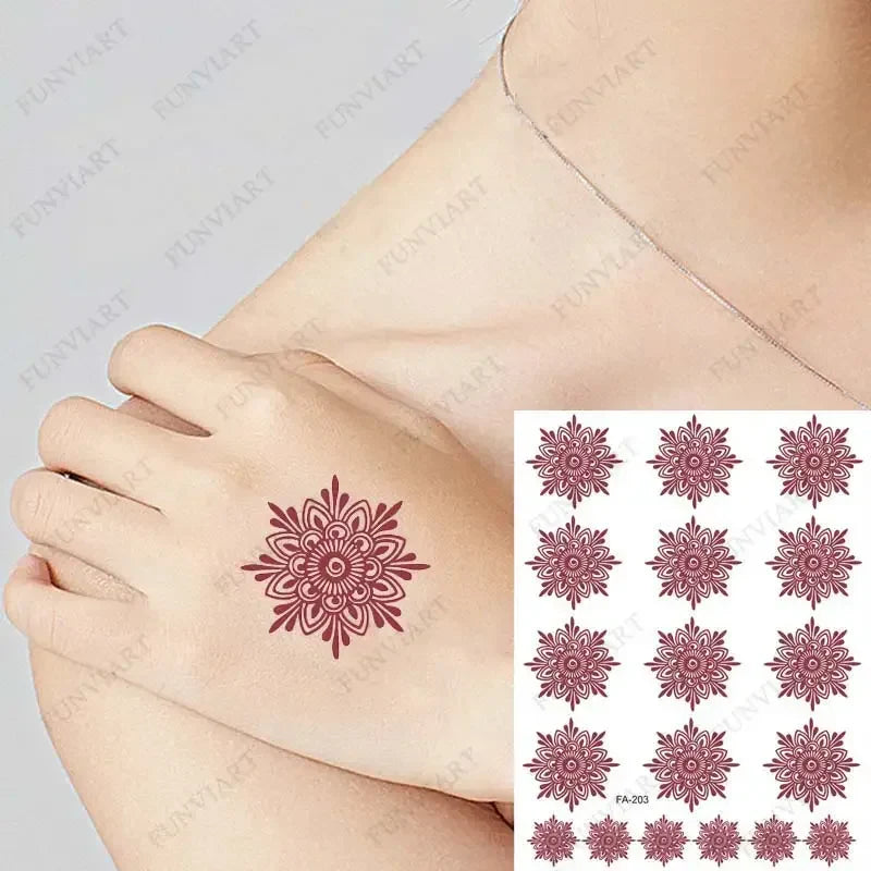 Waterproof Temporary Tattoos for Women Small Fake Tattoo for Children Henna Design Stickers for Hand Body Art