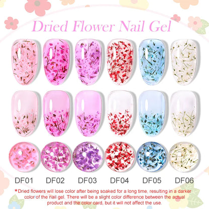 sengpan 8ml Dried Flower Gel Nail Polish Natural Flower Floral DIY Nail Art Semi Permanent UV Gel Soak Off Painting Varnishes