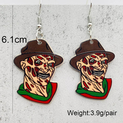 sengpan 19 kinds of Halloween Acrylic Earrings Christmas Night Horror Movie Cartoon Character Asymmetric Earring for Women Jewelry