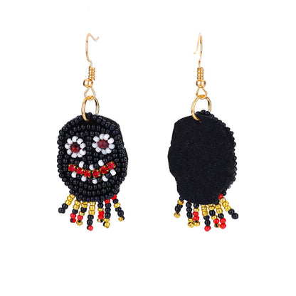 sengpan Halloween Monster Earrings for Women Stainless Steel Black Beading Dangle Drop Earring New in Funny Party Jewelry free shipping