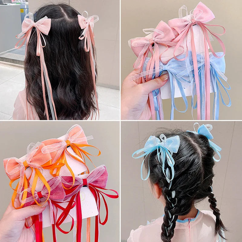 sengpan New Fashion Kids Bow Strap Hairpin Baby Weaving Headwear Long Beauty Girls Hairpins Fashion Children's Hair Accessories