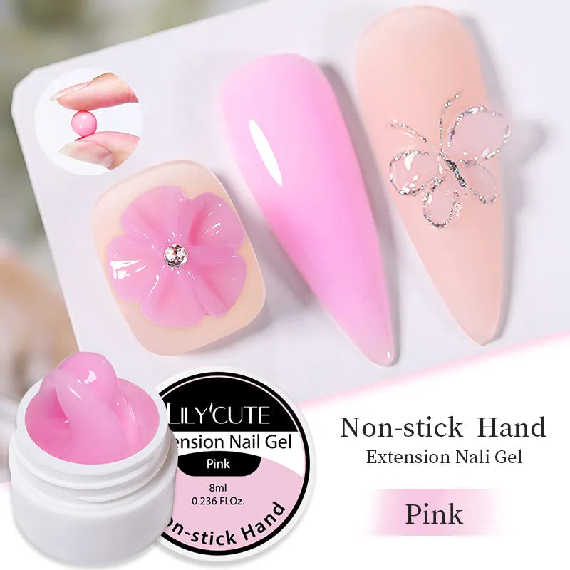 sengpan 8ML Clear Non Stick Hand Solid Extension Nail Gel Polish Carving Flower Nail Art Construction UV Gel Acrylic Varnishes