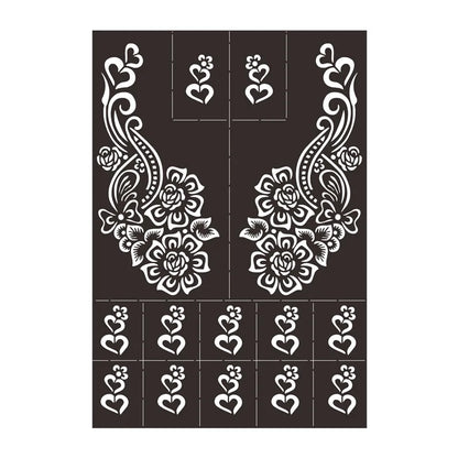 sengpan Reusable Temporary Henna Tattoo Stencil for Hand Arm Sleeve Mehndi Stencils Designs Painting Template DIY Tattoo Supplies