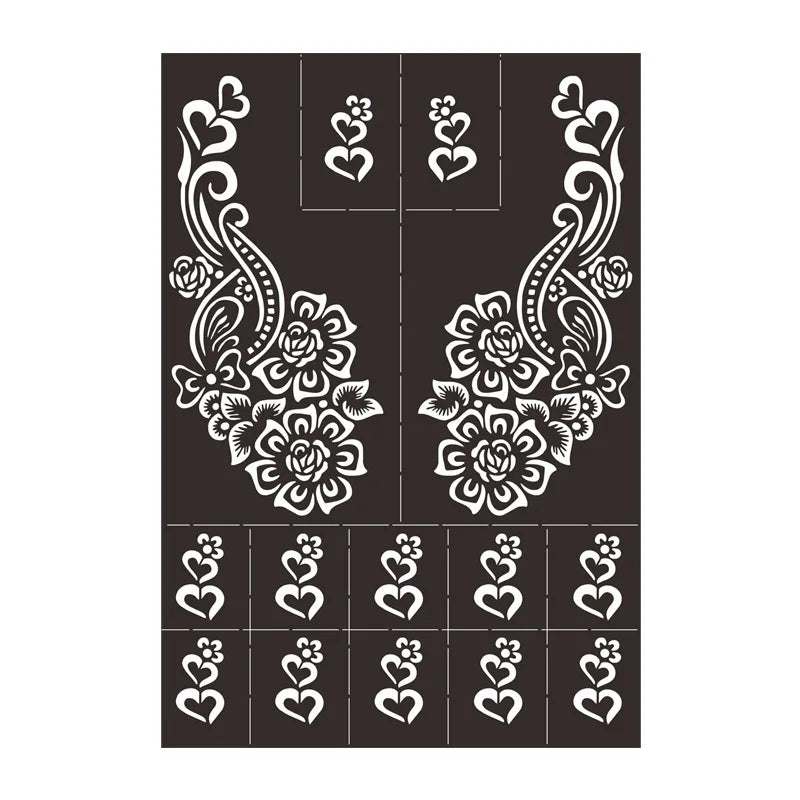 sengpan Reusable Temporary Henna Tattoo Stencil for Hand Arm Sleeve Mehndi Stencils Designs Painting Template DIY Tattoo Supplies