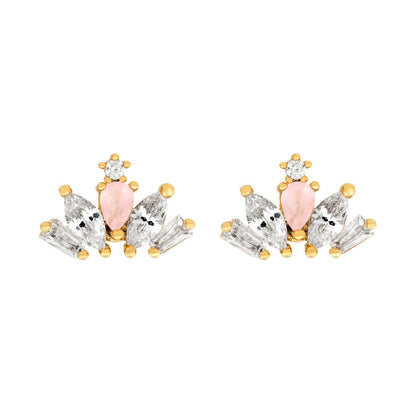 sengpan 1 Pair Ins Wind Cone Crown Zircon Earrings Cute Bear Cartoon Personality Ear Jewelry Colorful Simple Style Earrings for Women