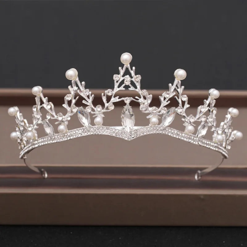 Lianfudai Elegant Luxury Girls Crystal Bridal Tiara Crown Birthday Party New Fashion Bride Queen Headbands Hair Jewelry Accessories