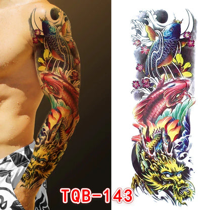 sengpan Large Arm Tattoo Sticker Full Sleeve Temporary Tattoos for Men Fish Wolf Tiger Tattoo Fake Tatoo for Women Waterproof Body Art