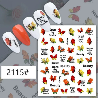 sengpan Simple Flowers 3D Nail Stickers Spring Summer Blossom Floral Tulip Fruit Nail Art Decals Adhesive Sliders Manicure Decorations