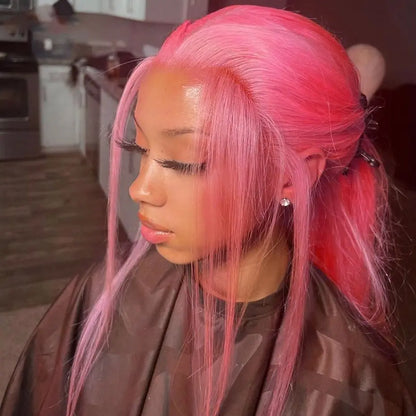 sengpan Pink 13x4 Transparent Lace Front Wig Straight 613 Colored For Black Women 30inch1 Brazilian Remy Hair Pre plucked With Baby Hair