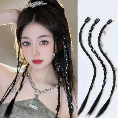 sengpan Y2K Metal Buckle Long Dreadlocks Boxing Braids Hair Clips Headband For Spicy Girls Sweet Hair Ornament Fashion Hair Accessories