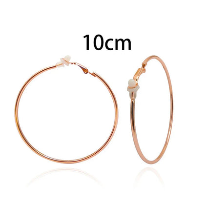 sengpan Round Circle Hoop Earrings Clip Without Piercing Women Gold Silver Stainless Steel Plating Rings Ear Clips Fashion Jewelry Gift