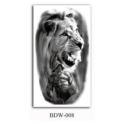 sengpan Small Arm Waterproof Temporary Tattoos for Men Tiger Wolf Animal Tattoo Stickers Body Art Skeleton Fake Tattoo for Women