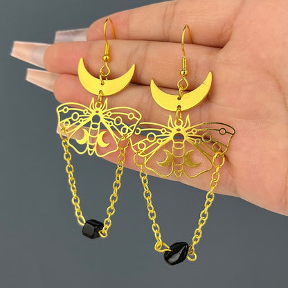 sengpan Amethyst Butterfly Drop Earrings For Women Fashion Simple Sun Moon Lady Birthday Logistics Pendant Earrings Jewelry Direct Sales