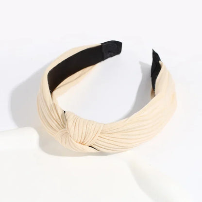 Lianfudai  New Solid Knotted Hairbands Wide Cross Knit Hair Hoop Headwear Girls Women Hair Accessories