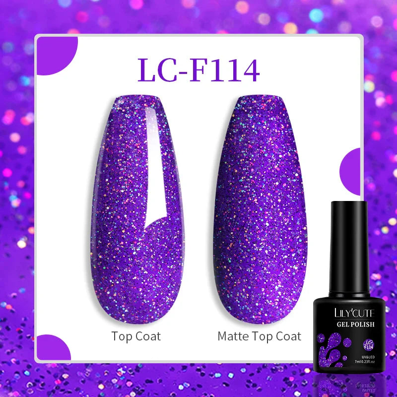 sengpan 7ML Glitter Gel Nail Polish Sparkling Semi Permanent UV Gel Colorful Shinning Gel Varnish Nail Art Soak Off UV LED Gel