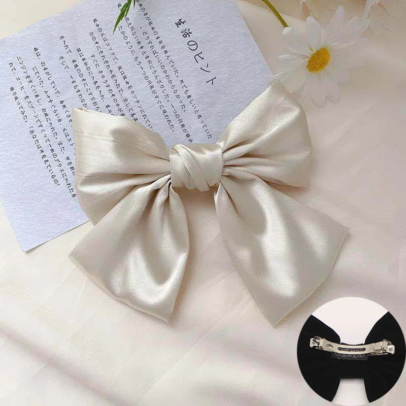 sengpan Oversized Bow Hair Accessories Fashion Satin Ribbon Hairpins Big Bow Hairpins Women Girls Satin Ladies Hairpins Cute