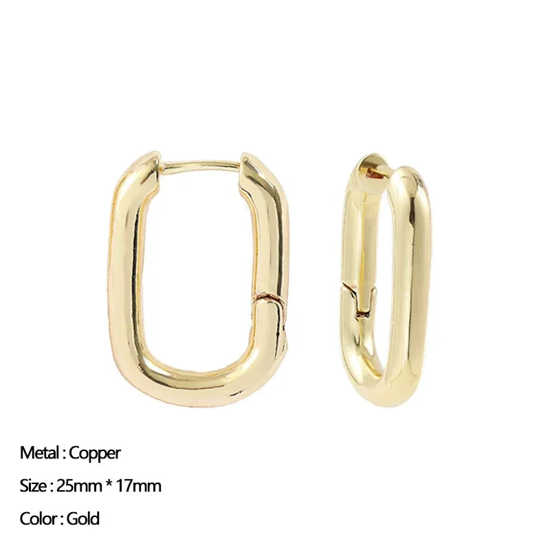 sengpan Classic Stainless Steel Ear Buckle for Women Trendy Gold Color Small Large Circle Hoop Earrings Punk Hip Hop Jewelry Accessories