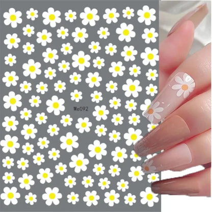 sengpan Simple Flowers 3D Nail Stickers Spring Summer Blossom Floral Tulip Fruit Nail Art Decals Adhesive Sliders Manicure Decorations