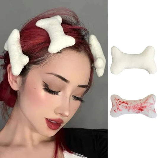 sengpan Cartoon Bone Hair Clips Plush Dog Bone Hair Clips Brooch Hair Clamps Barrettes for Girls Women Halloween Costume Dropshipping