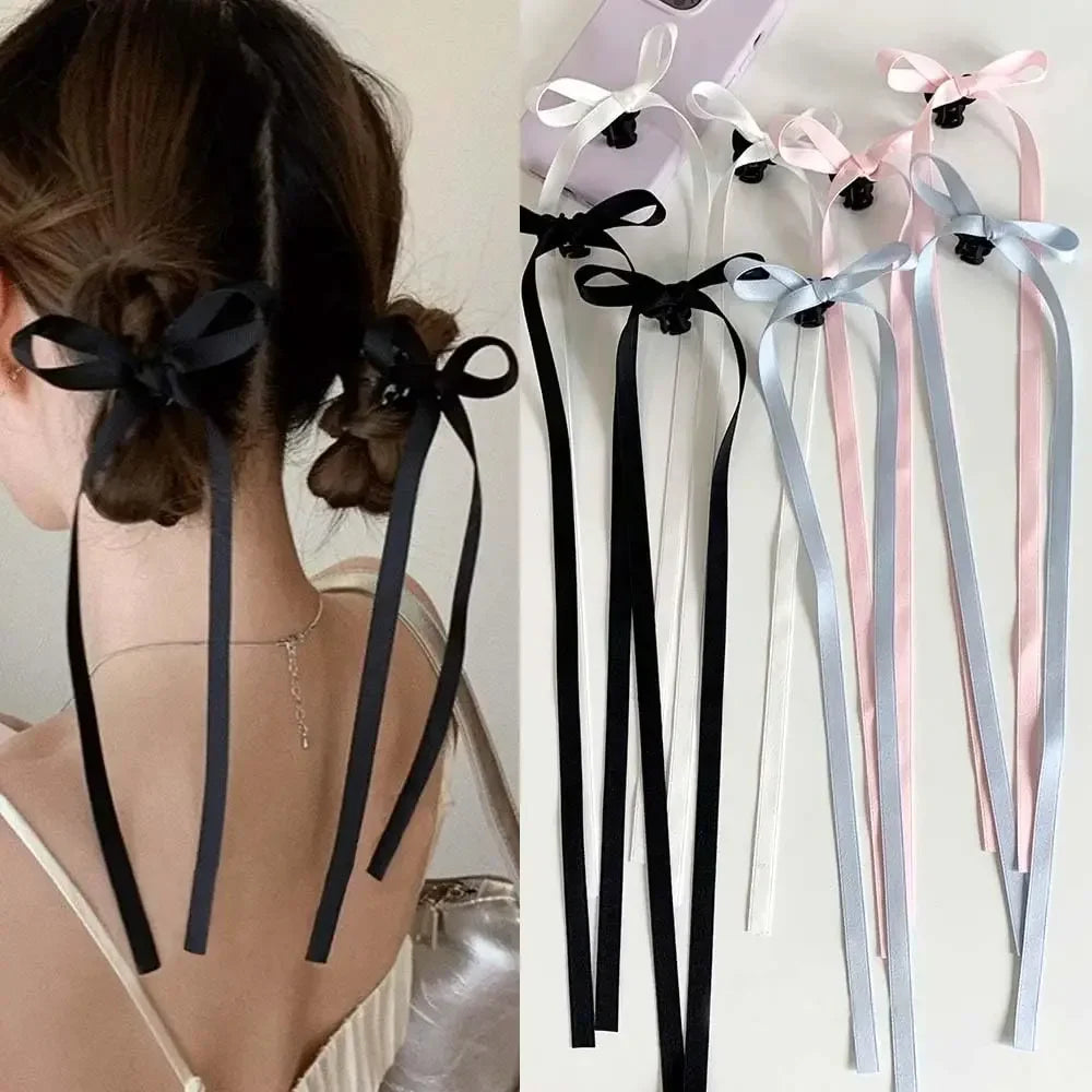 Dospita 6PCS New Summer Korean Ribbon Bow Small Hairpin Cute Girl Mini Grab Clip Bow Knot Braiding Woman Hair Accessories