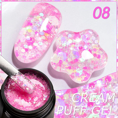 sengpan Sparkling Summer Glitter Sequins Gel Nail Polish 5ML Cream Puff Gel Soak Off UV Nail Gel Semi-permanent Varnish For Manicure