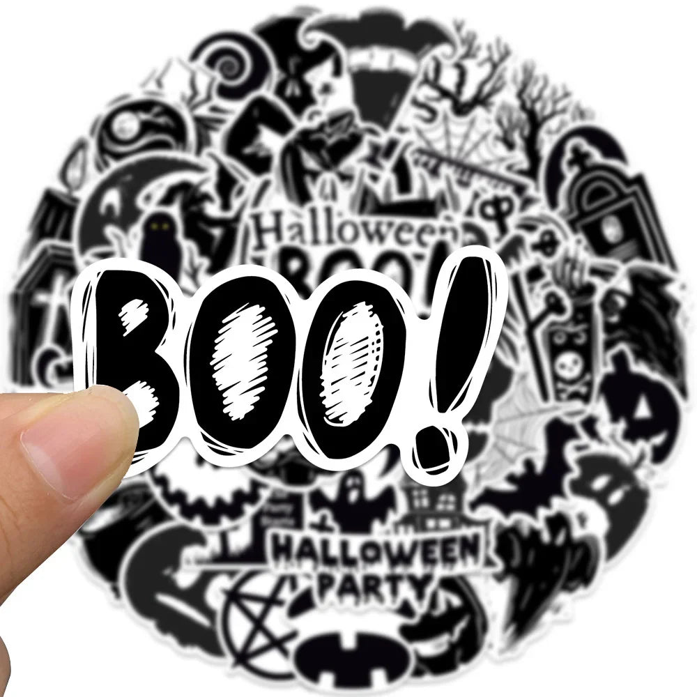 sengpan 50pcs Boo Halloween Party Stickers For Ipad Scrapbook Journal Laptop Stationery Aesthetic Sticker Pack Scrapbooking Supplies