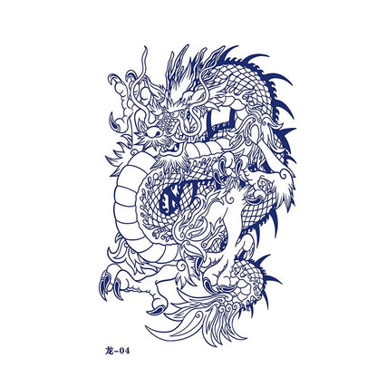 sengpan Waterproof Temporary Tattoo Sticker Japanese Style Black White Flame Dragon Body Art Fake Tattoo Flash Tattoo Arm Female Male