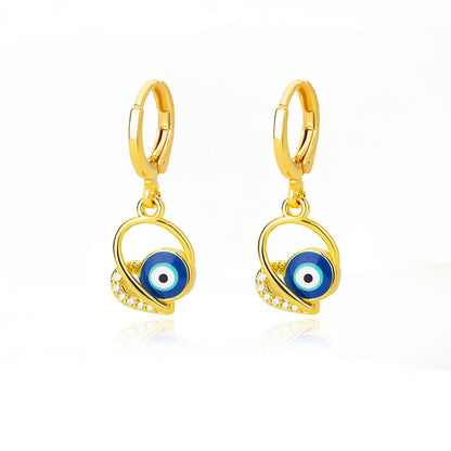 sengpan Zircon Evil Eye Earrings For Women Stainless Steel Gold Plated Turkish Demon Eye Hoop Piercing Earring Goth Jewelry aretes