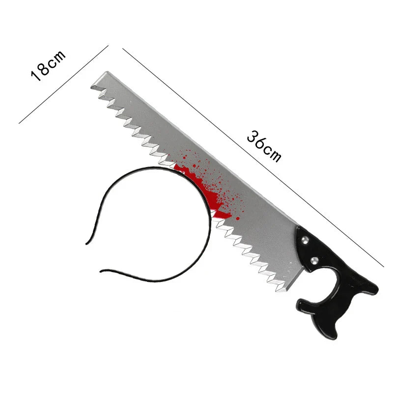 Halloween Horror Props Blood Fake Ax Saws Knife Headband for Halloween Party Masquerade Mischief Props Decoration Kids Toy Gifts