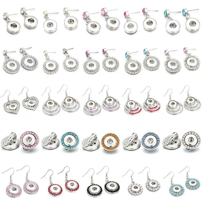 Lianfudai New 12mm Snap Jewelry Earring Metal 12mm Snap Button Earrings Eardrop Mini Snap Earring Charm Buttons