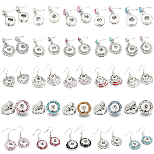 sengpan New 12mm Snap Jewelry Earring Metal 12mm Snap Button Earrings Eardrop Mini Snap Earring Charm Buttons