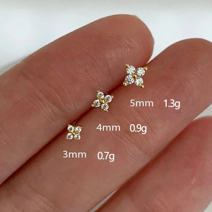 sengpan Dainty Mini Flower Earclip Earrings for Women Piercing Cartilage Ear Ring Cute CZ Gold Color Women's Aesthetic Jewelry KDE028