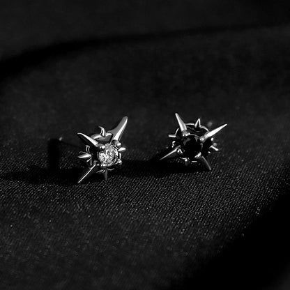 sengpan New Trend Black Zircon Star Stud Earrings for Men Women Black Couple Personality Hip-hop Earrings Party Accessories Jewelry