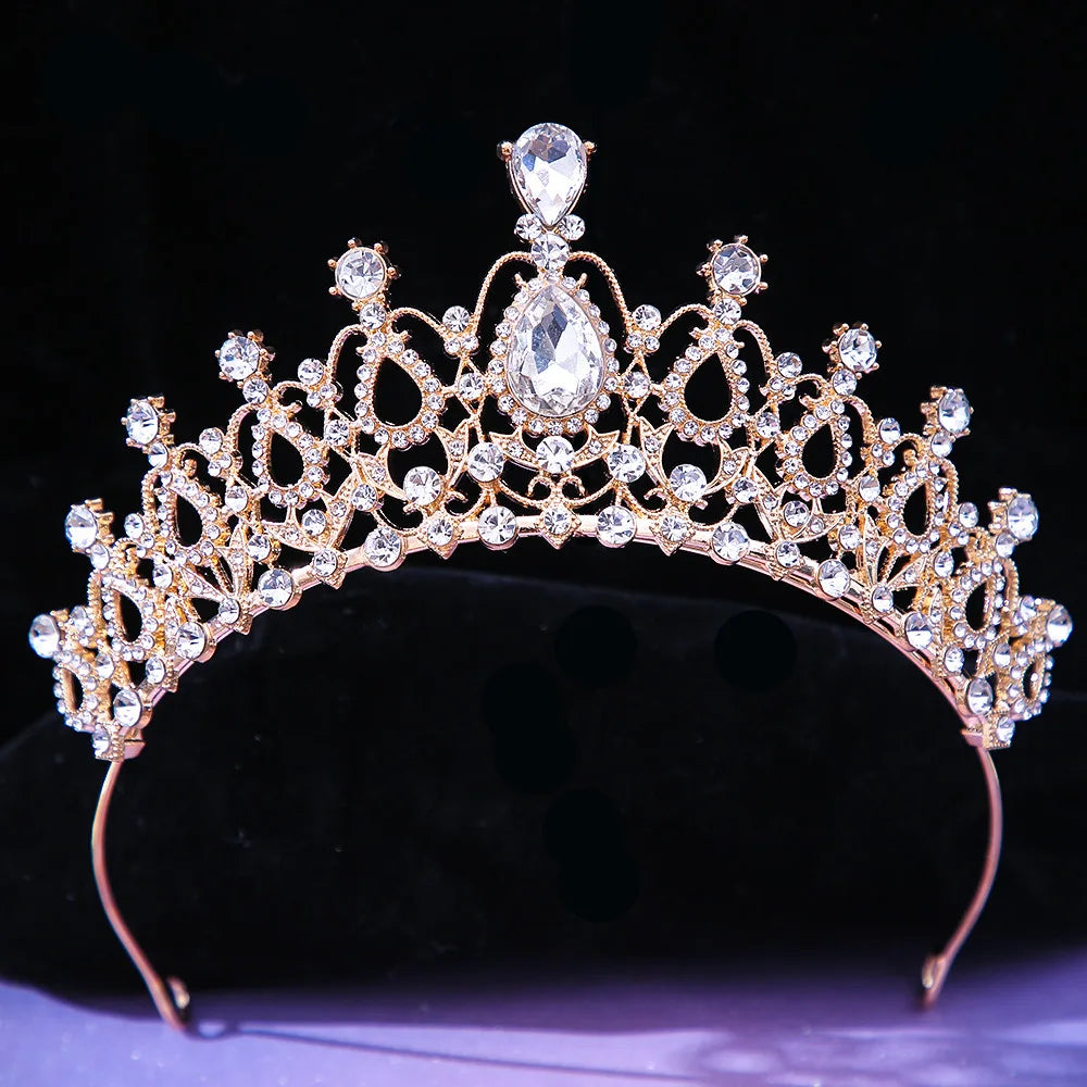 sengpan Baroque Vintage Princess Queen Bridal Crown Headwear Crystal Tiara For Women Wedding Crown Hair Dress Accessories Jewelry