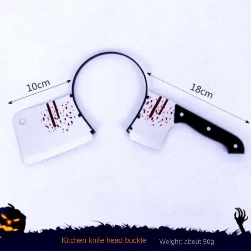 sengpan Halloween Horror Props Blood Fake Ax Saws Knife Headband for Halloween Party Masquerade Mischief Props Decoration Supplies