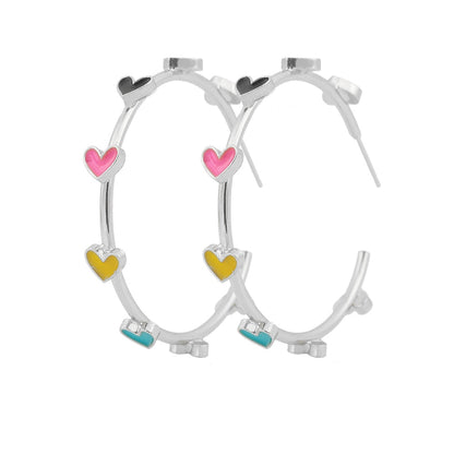 sengpan European And American Color Love C-shaped Hoop Earrings Women's Light Luxury Fashion Design Wedding Earrings Wholesale