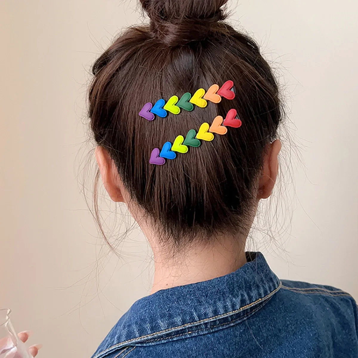 sengpan New Korean Cute Rainbow Love Heart Hairpins Hairgrips Summer Color Barrettes Hair Clips for Women Girls Hair Accessories