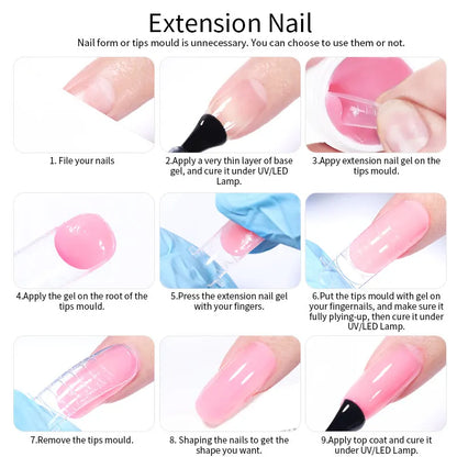 sengpan 8ML Clear Non Stick Hand Solid Extension Nail Gel Polish Carving Flower Nail Art Construction UV Gel Acrylic Varnishes